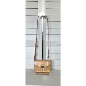 Vintage Dooney Bourke Tan Leather Mini Lock Crossbody Flap Strap No Key (Italy)